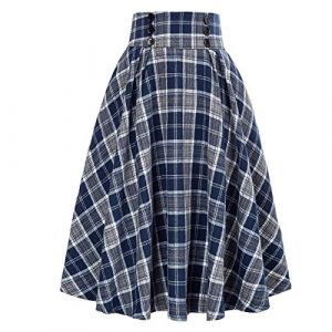 QinMMSPORTS Kilt Ecossais pour Femme Grande Taille &eacute;t&eacute; Casual Traditionnel Pliss&eacute;e Mode Pantalon Cargo Personnalit&eacute; Plaids L&acirc;che Jupe Robe (Marin, XL) (QinMM, neuf)