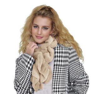 Lina & Lily &Eacute;charpe Volant&eacute;e en Fausse Fourrure pour Femme Hiver (Beige) (Eisen-scarf, neuf)