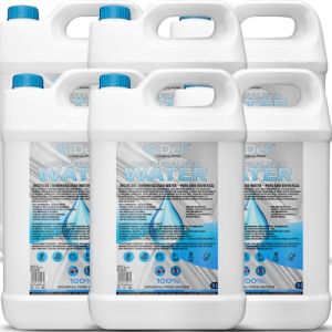 GiDeli Eau d&eacute;min&eacute;ralis&eacute;e 6 x 5 l d'eau distill&eacute;e pour fer &agrave; repasser, piles, refroidisseur, humidificateur, aquarium et laboratoire eau sans calcaire, inodore, claire (Posh Sp. z o.o., neuf)