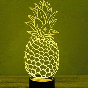 Lampe 3D Ananas Illusion Optique LED Veilleuse Illusion Optique Veilleuse 7 Couleurs Tactile Lampe De Chevet Chambre Table Art Déco Veilleuse Pour Enfants (ZhouKouXiangLuanShangMaoYouXianGong, neuf)