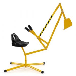 DREAMADE Pelleteuse pour Enfants, Jouet de Bac &agrave; Sable en M&eacute;tal avec Si&egrave;ge Rotatif &agrave; 360&deg;, Pelle Flexible, Grue Excavatrice d'Ext&eacute;rieur pour pour Terre, Neige, Plage (Jaune,Base X) (DREAMADE, neuf)