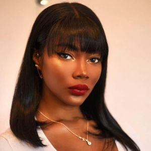 LOVFIR Perruque Bresilienne Courte Bob 12 Pouces Perruque Cheveux Humain avec Frange Perruque Sans Dentelle Couleur Noire Naturelle Perruque Bresilienne Lisse (PF hair products, neuf)