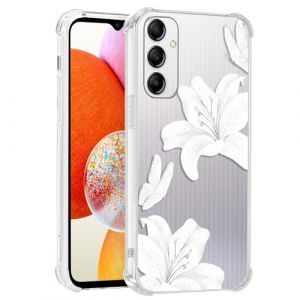 Kivlclri Transparente Coque pour Samsung Galaxy A14 5G 6,8'', Etui Silicone avec Fleur Blanc Lys Aesthetic Motif Design, Protection Bumper Case Antichoc Housse pour Femme Ultra Fine TPU &Eacute;tui Souple (Ulbrich Suzana, neuf)