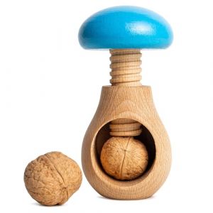 Creative Home Casse Noix Casse-Noisette en Bois Bleu | Broyeur Manuel pour la Cuisine | 10 x 7 cm | Forme de Champignon | Hêtre Naturel | avec Mécanisme à Vis | Solide et Durable (Creative Deco, neuf)