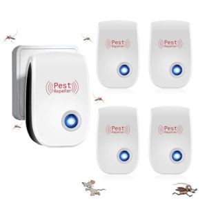 Répulsif Ultrason Anti Rongeurs Insectes 4 Pack, Ultrason Anti Moustique Ultrason Souris et Rats, Intérieur Répulsif Électronique Insectes pour Insectes, Fourmis, Araignées, Moustiques (RongYao, neuf)