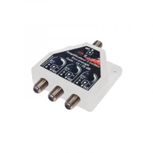 R&eacute;partiteur / Amplificateur 3 TV TNT UHF 470 / 790 MHz r&eacute;glable - Gain : 35 DB - Auto-aliment&eacute; (DCT FR, neuf)