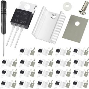 DAOKAI IRF3205 3205 Transistor Mosfet 55V 110A Transistor MOSFETS de puissance canal N TO-220 avec kits de montage de tournevis pour dissipateur thermique en aluminium, pour bricolage (20 pi&egrave;ces) (DAOKAI EU, neuf)