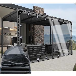 CAQXAQP Bâche de Protection Imperméable Exterieur,0.4mm Noir Bache Transparente 1.8mx2.9m Renforcée avec Oeillet Bâche Protection Pluie pour Poulailler Terrasse Serre Piscine Balcon (CAQXASDP, neuf)