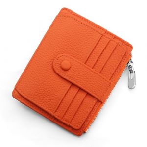 REETEE Porte Carte de Cr&eacute;dit Cuir V&eacute;ritable Homme Femme RFID Blocage Portefeuille Cuir Petit Porte Carte Slim avec Poche &agrave; Monnaie, Porte Feuille avec 14 Emplacements et Petit Porte Monnaie (Orange) (REETEE, neuf)