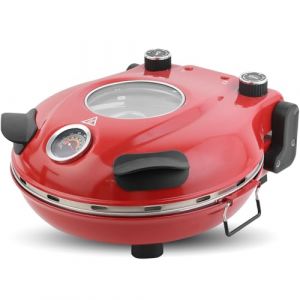 Klaif Four à Pizza Electrique, Thermomètre Visible & Fenêtre en Verre, 4 Minutes Four à Pizza avec Pierre Céramique 31 cm, 5 Niveaux de Température Max 420°C, 1200W Rouge (Klaif, neuf)