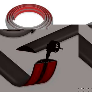 DIKARIYA Passage de Cable au Sol Gris, 5mx50mm Cache Cable Sol, Petit Canal de Câble Flexible, Goulotte Passe Cable, PVC Cache Fil Électrique Sol Auto-Adhésif Montage pour Tous Les Câbles Bureau (DIKARIYA EU, neuf)