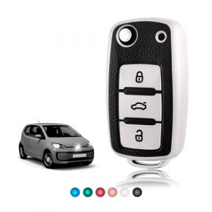 TOOMUME Coque Clé TPU Texture en Cuir, Etui Clé Étui Clé Adapté pour VW Volkswagen Golf 4/5/6 Multivan T5 Polo Up Caddy Beetle Sharan Jetta Bora Seat Ibiza Skoda Fabia (TOOMUME, neuf)