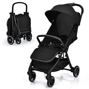 LIFEZEAL Poussette Pliable, Poussette Bebe Confort avec Dossier Réglable, Poussette Enfant 0-3 Ans, Capacité de Charge de 15 KG, Capote Pare-soleil & Fenêtre, Grand Panier de Rangement (Noir) (LIFEZEAL ITALY S.R.L., neuf)