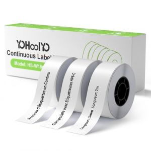 YOHOOLYO Étiquettes Autocollantes Thermiques en Continu 15 mm x 7 m, 3 Rouleaux, Compatible avec Étiqueteuse HP6-C pour La Maison, L'école, Le Bureau et Le Commerce (HARKALY BINA Kft., neuf)