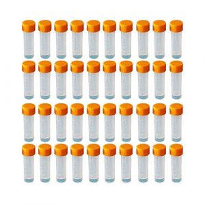 HUAZIZ Lot de 40 Tubes à Essai Gradués 5ml, Cryotubes En Plastique Tubes, Tube de Fiole Congelé en Plastique avec Bouchon à Vis, Flacon Transparent (HUAYUE-EU, neuf)