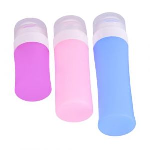 HONITANO 1 ensemble Kit de Bouteilles de Voyage Silicagel Ensemble de Flacons Cosmétiques Rose Bleu avec Sac PVC pour Produits de Beauté et Articles de Toilette Avion (LUWELI, neuf)
