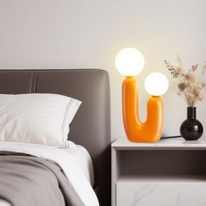 TONGNIDA lampe de chevet, cactus moderne, lampe de table en r&eacute;sine, dimmable, pour salon, chambre &agrave; coucher (orang&eacute;) (Haopen99, neuf)