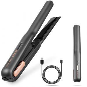Fer à lisser et Bigoudi sans fil 2 en 1, Fer Plat en Céramique Rechargeable par USB, mini Lisseur de Voyage sans fil Portable (hongkadeng-eu, neuf)