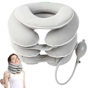 Behogan Appareil de traction cervicale gonflable avec design d'&eacute;tirement &agrave; 3 couches et design de soutien du menton, &eacute;tirement de la nuque gonflable, coussin de traction, appareil de traction (KAROULLA, neuf)
