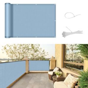 SUNNY GUARD Brise Vue Balcon 90x600cm Cache Vue Balcon,Protection UV,Coupe-Vent et Imperméable,pour Terrasse Jardin Balcon Patio,avec Attaches de câble,Gris-Bleu (Shodwell, neuf)
