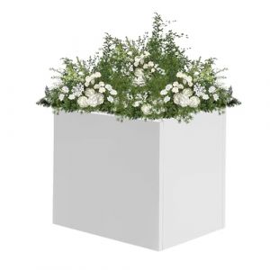 Apriltop 50 * 50 * 50cm Jardini&egrave;re Carr&eacute;e, Acier Pot &agrave; Plantes Cubique pour l'ext&eacute;rieur, Modernes et Robustes Pot de Fleurs pour Patio, Terrasse, Cour, Jardin, Blanc (Apriltop, neuf)