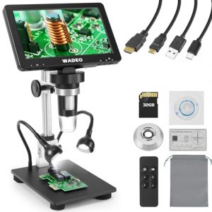 7" HDMI 1080P 16MP LCD Microscope Numérique, 1200X avec écran IPS, Camera Sensor Coin Microscope, 32GB TF Card, Télécommande IR, USB Video Soldering Microscope for Adults, Windows/Mac OS Compatible (Madera UK, neuf)