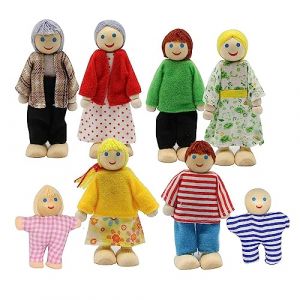DUOHERESHUI 8 Pièces Poupées en Bois, Figurines Maison De Poupee, Famille De Poupées en Bois, Famille De Poupées en Bois Set, Jouet pour Enfant à Partir De 3ans, Cadeau De Jouets pour Enfants (Cbchqdet, neuf)