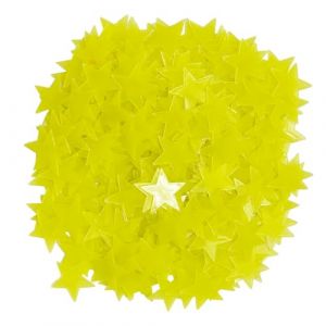 NyxSeat Lot de 300 autocollants étoiles lumineuses, autocollants fluorescents, papier peint étoiles lumineuses 3D, décoration de chambre d'enfant (jaune) (DECLAN MCMULLAN LTD, neuf)