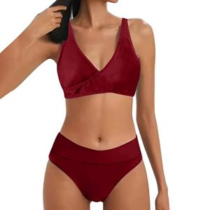 Maillot Transbronzant Femme 2 Shorty Femmes Taille Haute Bikini Sexy Push Up Deux pièces Maillots de Bain Vintage Maillot de Bain Deux pièces rétro froncé Maillot De Bain Ventre Plat Femme Ensemble (goodups, neuf)