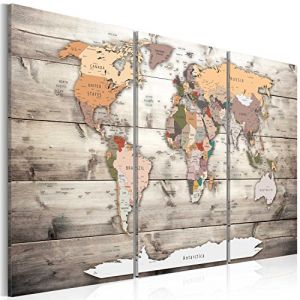 B&D XXL - Tableau en Li&egrave;ge Monde 120x80 cm - Tableau d'Affichage Mappemonde Cadre en Bois Grande D&eacute;coration Murale pour Bureau Maison - Carte de voyage style vintage k-C-0035-p-g (murando, neuf)