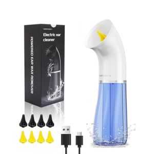 Lumiflexa Nettoyant Oreille, &Eacute;limination Avec Double R&eacute;servoir D'eau de 250 ML, 4 Pressions D'eau Pour un Nettoyage,USB & 8 &Eacute;couteurs, IPX7 Pour un Rin&ccedil;age S&ucirc;r et Efficace du C&eacute;rumen(Blanc) (shenzhenlixin, neuf)