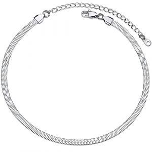PROSTEEL Collier Court Femme Acier Inxoydable Chaîne Ras de Cou 38cm/47cm Choker à Maille Miroir 5mm de Large (Prosteel Jewellery, neuf)