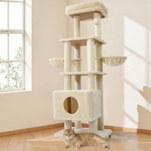 Gardner Pet Arbre à Chat Griffoir XXL Tour d'escalade Extra Solide 6 Niveaux 180cm, Arbres d'activité Stable avec Condo Hamacs Plateformes Poteaux en Sisal pour Petit Gros Chats Support 30kg - Beige (Gardner Pet Official-UK, neuf)