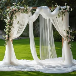 BSTDAYEVER Tenture Mariage Voilage Blanc Mariage Arche Tenture Rideau en Tulle 75cmx7m Tissu d'organza pour Drapé Blanc Arche pour Décoration de Mariage Cérémonie Fête Toile de Fond (BSTDAY, neuf)