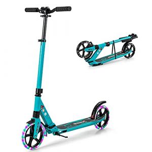 COSTWAY Trottinette Enfant Pliable avec 2 Roues Clignotantes & 3 Hauteurs Réglables, Trottinette Freestyle avec Béquille & Frein à Pied & Sangle, Charge Max 100KG pour Adultes Adolescents, 8 Ans+ (FDS GmbH, neuf)