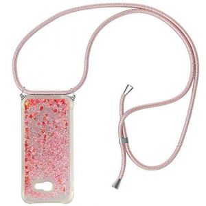 HongMan Collier Coque pour Samsung Galaxy A5 2017 A520 - Mode Tour de Cou Telephone &Eacute;tui Paillettes Quicksands Liquide Glitter Cover, Housse pour Smartphone Lanyard Transparente Case (YAMCCCSE, neuf)