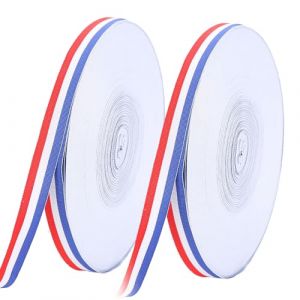 100M Ruban Satin Bleu Blanc Rouge en Polyester Bobine de Ruban Tricolore 10mm Noeud en Couleurs du Drapeau Fran&ccedil;ais pour Medailles Emballage Banni&egrave;re Artisanat Mariage C&eacute;l&eacute;brations Nationale (HYBREU, neuf)