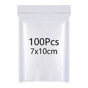 100 pi&egrave;ces Sachet Plastique Transparent Pochette Zip 7 * 10 cm Petits Sachets Plastiques Refermables Sachet Zip pour Cuisine Bricolage Artisanat Bureau Bijoux Biscuits Bonbons Blocs de construction (BoAoXin, neuf)