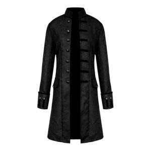 KGIHPC Homme Steampunk Vintage Tailcoat Manteau m&eacute;di&eacute;val Veste victorienne Manteau Renaissance Redingote pour Hommes (L, noir) (BOTU-EU, neuf)