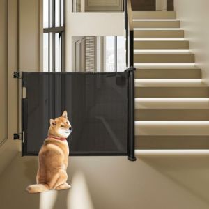 Barriere de Securite Retractable 0-150cm, Barriere de Securite Enfant Extensible, Barriere Chien Opération à Une Main, pour Escaliers, Couloirs, Cuisine, Intérieur et Extérieur, 86 * 150 cm Noir (Hechheu, neuf)