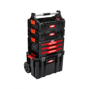 Kreher - Ensemble de 10 boîtes à outils portables, chariot à outils, taille XL, servante d'atelier, série ausQ-Brick avec de nombreux accessoires, l x p x h en cm : 54 x 30 x 35 cm (DieHandwerksprofis, neuf)