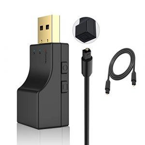 Isobel Transmetteur USB Bluetooth Bluetooth Adaptateur Audio 5.0 Émetteur avec entrée optique numérique, faible latence optique Toslink pour TV PC Switch / PS4 / Xbox Console, 2 appareils simultanés (Isobel-UK, neuf)