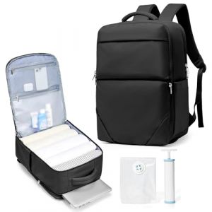 suradar Sac a Dos Voyage Cabine Avion sous Vide Vetement Aspirateur Airbag Travel Compression Sacs sous Vide Voyage avec Pompe Sac a Dos Ryanair Cabine 40x20x25 Bagages Cabines Avion Noir (YQSD, neuf)
