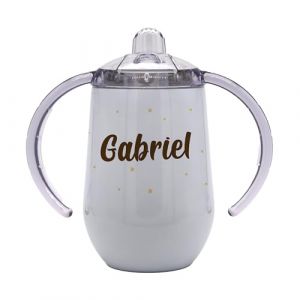 Marquage Unique Tasse d'Apprentissage Personnalisable pour Bébé avec Double Poignée, Motif Renard, Gobelet Isotherme à bec (MARQUAGE UNIQUE, neuf)