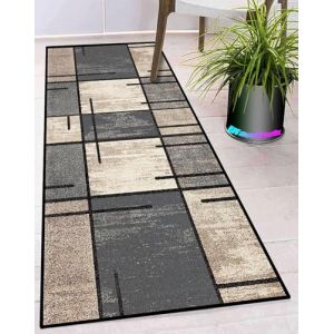 Ufamiluk Tapis de Cuisine Devant evier Lavable antiderapant Long Moderne Design Traditionnel Tapis Couloir Long pour Cuisine Couloir Passage Chambre 50x240cm Gris Beige Noir (Happyhome88, neuf)