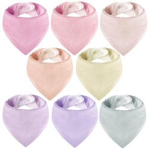 Yafane Bavoir B&eacute;b&eacute; Mousseline Triangle B&eacute;b&eacute; Super Absorbant &Eacute;charpe Coton Crachoir Bavoir pour B&eacute;b&eacute; Gar&ccedil;on Fille 8 pi&egrave;ces (Rose Violet) (babstaff, neuf)