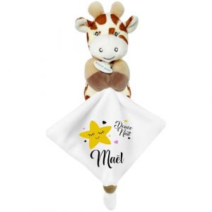 KDO MAGIC - Doudou personnalis&eacute; - Personnalisable avec Un pr&eacute;nom - Peluche personnalis&eacute;e - Cadeau Naissance, gar&ccedil;on, Fille, b&eacute;b&eacute;, Anniversaire (&Eacute;toile Jaune, Girafe) (KDO-MAGIC, neuf)