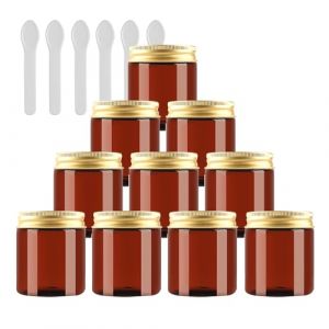 PQPAUTY 12 Pi&egrave;ces Vides Petit 80 ml Marron Cosm&eacute;tique Pot en Plastique avec Couvercle Or 80 g Pots de Cosm&eacute;tique Cr&egrave;me de Bouteille Contenant avec 6x Spatules (BEAUTYVALLEYEU, neuf)