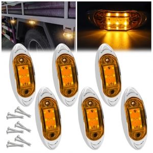Ygmylandbb Feux de Gabarit Latéraux LED, 3.8 Inch 12V 24V Feux de Gabarit LED Arrière Indicateur Feux de Gabarit Latéraux avec Lunette Chromée pour Camion Remorque Van Bus, 6pcs (Rgu123, neuf)