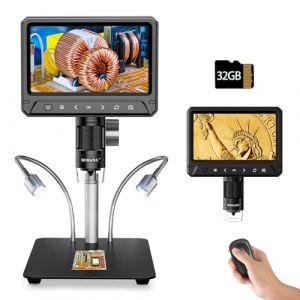 BEBANG 7" LCD Microscope numérique 1200x pour Adultes,Loupe Microscope à pièces 3024P,Microscope à souder 12MP avec Vue PC, Compatible avec MacOS Windows,Carte SD 32GB (Noir) (EURO Direct, neuf)